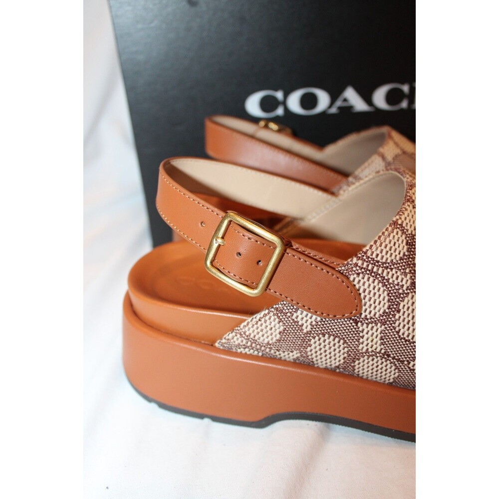 Coach Women's Sculpted C Signature Logo Platform Clogs Cocoa Amber Sz 8 NIB - Picture 4 of 9
